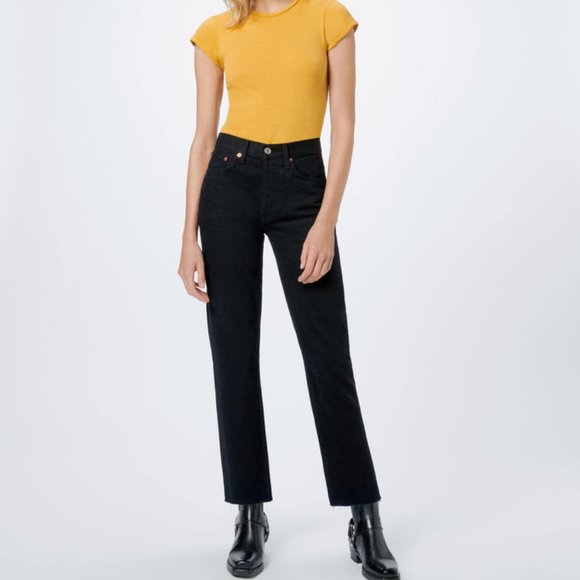 Re/Done Denim - RE/Done High Rise Stove Pipe Black Jeans 26